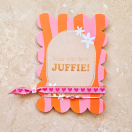 Kaart voor lieve juffie met 2 armbandjes