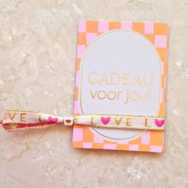 Minikaartje cadeau voor jou & armband naar keuze