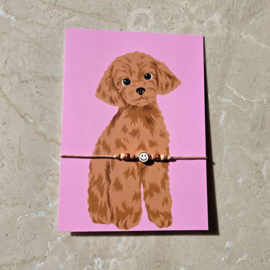 Kaart Toypoedel roze & armbandje naar keuze