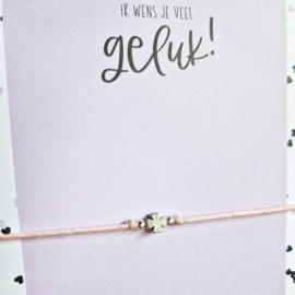 Kaart met geluk armbandje voor JUF
