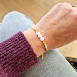 Naamarmbandje | Beige Sparkle
