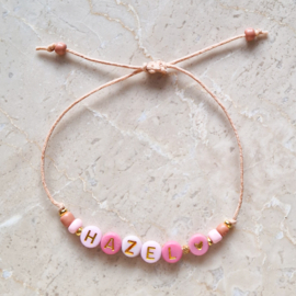 Naamarmbandje | Roze met hartje