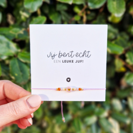 Kaartje voor juf & armbandje naar keuze