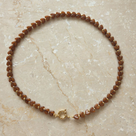 Ketting - mini hartjes - bruin