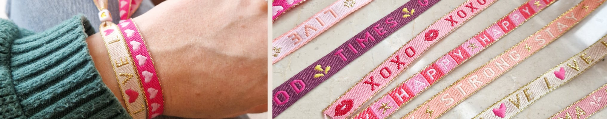 Lint armbandjes met tekst