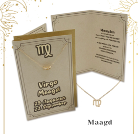Horoscoopkaart met ketting | Maagd | 6 stuks