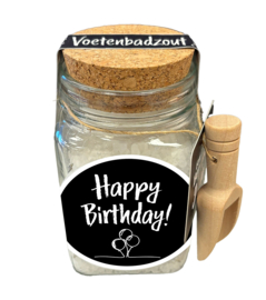Glazen cadeaupot met Voetenbadzout | Happy Birthday! | 6 stuks