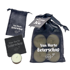 Onderzetter met 4 Geurtheelichtjes | Van Harte Beterschap | 6 stuks