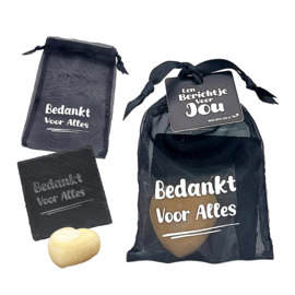 Amberblokje met onderzetter | Bedankt voor Alles | 6 stuks