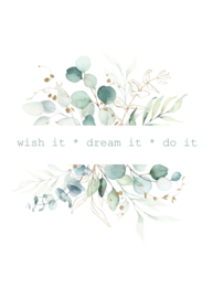 B101 kaartje 7.5 x 10.5 cm Wish it, dream it... v.e 20 stuks