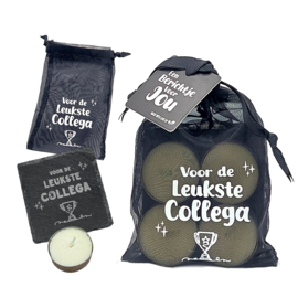 Onderzetter met 4 Geurtheelichtjes | Voor de leukste Collega | 6 stuks