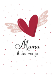 BM102 kaartje 7.5 x 10.5 cm Mama ik hou van je v.e 20 stuks