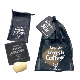 Amberblokje met onderzetter | Voor de leukste Collega | 6 stuks