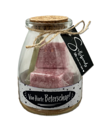 Glazen cadeaupot met 4 Amberblokjes | Van Harte Beterschap! | 6 stuks