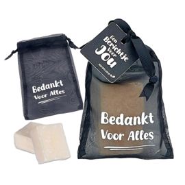 Organza zakje met 2 Amberblokjes | Bedankt voor Alles | 6 stuks