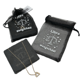 Horoscoopketting en onderzetter | Weegschaal | 6 stuks