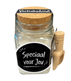 Glazen cadeaupot met Voetenbadzout | Speciaal voor Jou | 6 stuks