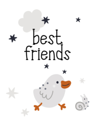 IE109 kaartje 7.5 x 10.5 cm Best friends  v.e 20 stuks