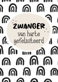 F137 kaartje 7.5 x 10.5 cm  Zwanger, van harte gefeliciteerd v.e 20 stuks