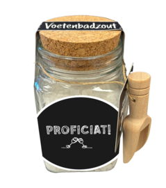 Glazen cadeaupot met Voetenbadzout | Proficiat! | 6 stuks