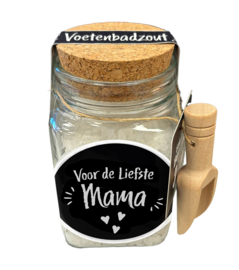 Glazen cadeaupot met Voetenbadzout | Voor de liefste Mama | 6 stuks
