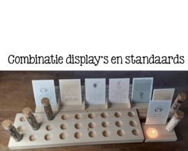 Houten display geschikt 1 kaartje incl waxinelichtje v.e 5 stuks