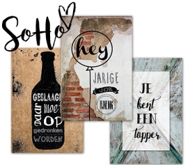 Soho 11x17cm complete serie inclusief display in bruikleen, topkaart en backcards