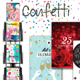 Confetti A4 formaat (Maxi) 24 motieven incl. display in bruikleen, topkaart en backcards