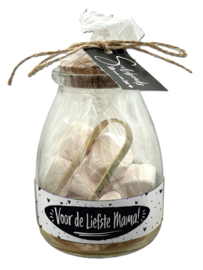 Glazen cadeaupot met Bruisballen | Voor de liefste Mama! | 6 stuks