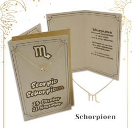 Horoscoopkaart met ketting | Schorpioen | 6 stuks