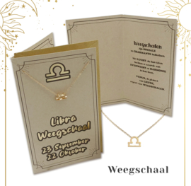 Horoscoopkaart met ketting | Weegschaal | 6 stuks