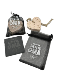 Zeephartje met onderzetter | Voor de liefste Oma | 6 stuks