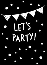 F110 kaartje 7.5 x 10.5 cm  Let's party v.e 20 stuks