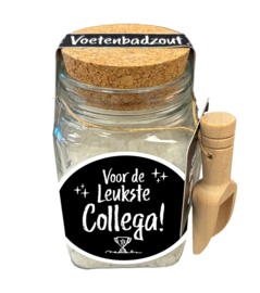 Glazen cadeaupot met Voetenbadzout | Voor de leukste Collega! | 6 stuks