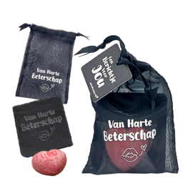 Amberblokje met onderzetter | Van Harte Beterschap | 6 stuks
