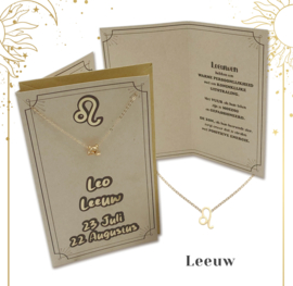 Horoscoopkaart met ketting | Leeuw | 6 stuks