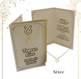 Horoscoopkaart met ketting | Stier | 6 stuks