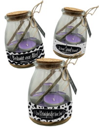 Try-Outpakket | Glazen cadeaupot met 10 theelichtjes | 7 x 3 stuks