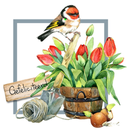 Bloemenkaartje Lovely Day | dubbel | 7x7 | 15 stuks | Vak 112