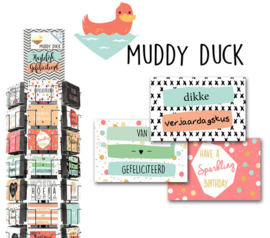 Muddy Duck complete serie inclusief display in bruikleen, topkaart en backcards