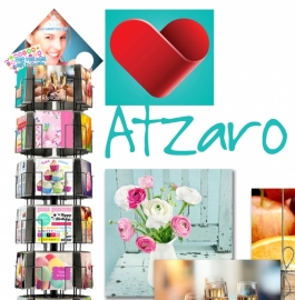 Atzaro postkaarten hele serie incl. display, topkaart, backcards