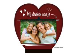 Fotolijstje hartvorm | Wij denken aan je | 8 x 3 stuks
