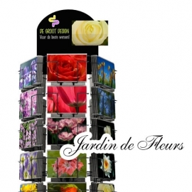 Jardin de Fleur 17x11cm complete serie inclusief display in bruikleen, topkaart en backcards