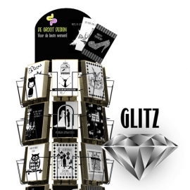 Glitz 11x17cm complete serie inclusief display in bruikleen, topkaart en backcards