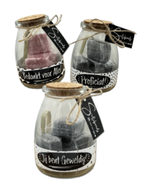 Try-Outpakket | Glazen cadeaupot met 4 Amberblokjes | 7 x 3 stuks