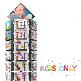 Kids Only 17x11cm complete serie inclusief display in bruikleen, topkaart en backcards