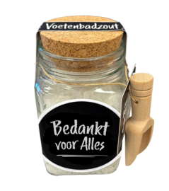 Glazen cadeaupot met Voetenbadzout | Bedankt voor Alles | 6 stuks