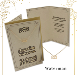 Horoscoopkaart met ketting | Waterman | 6 stuks