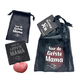 Amberblokje met onderzetter | Voor de liefste Mama | 6 stuks