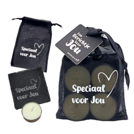 Onderzetter met 4 Geurtheelichtjes | Speciaal voor Jou | 6 stuks